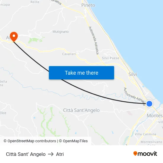 Città Sant' Angelo to Atri map