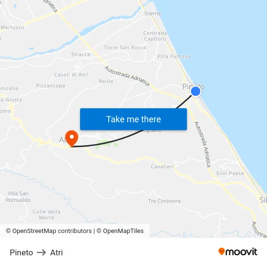Pineto to Atri map