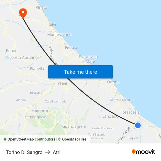 Torino Di Sangro to Atri map