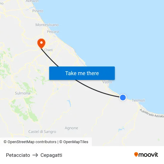 Petacciato to Cepagatti map