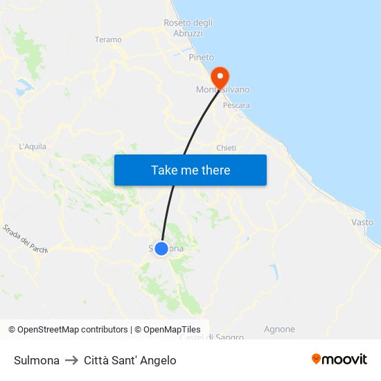 Sulmona to Città Sant' Angelo map