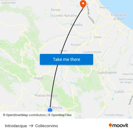 Introdacqua to Collecorvino map
