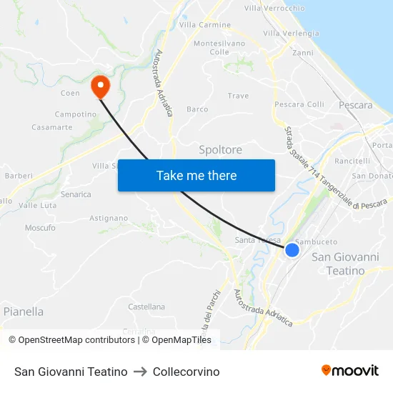 San Giovanni Teatino to Collecorvino map