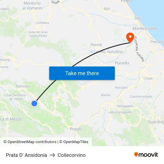 Prata D' Ansidonia to Collecorvino map