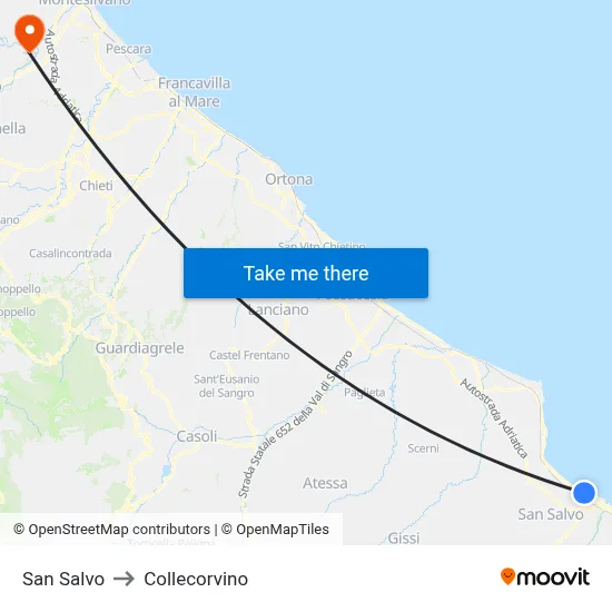 San Salvo to Collecorvino map