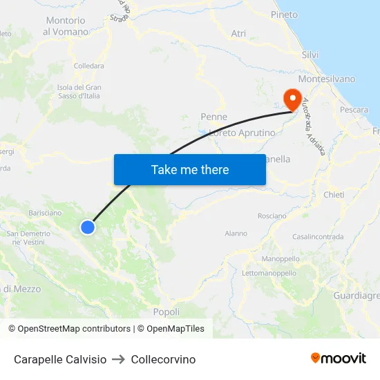 Carapelle Calvisio to Collecorvino map