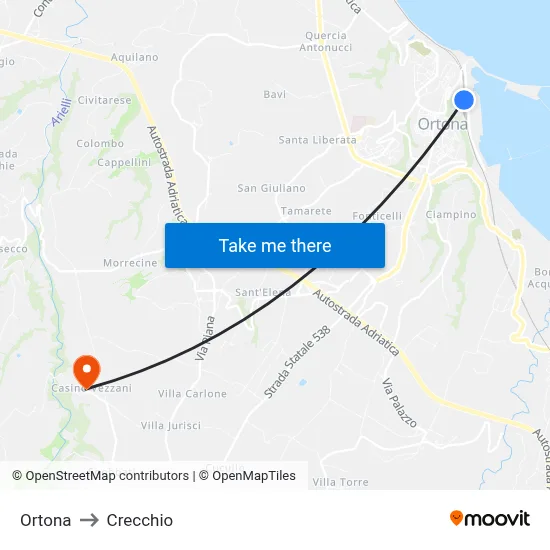 Ortona to Crecchio map