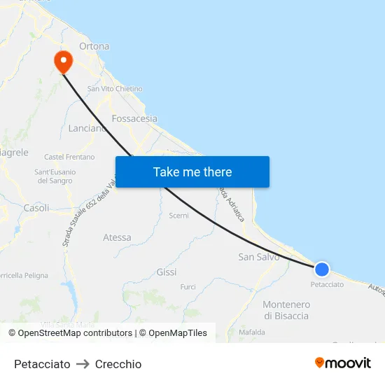 Petacciato to Crecchio map