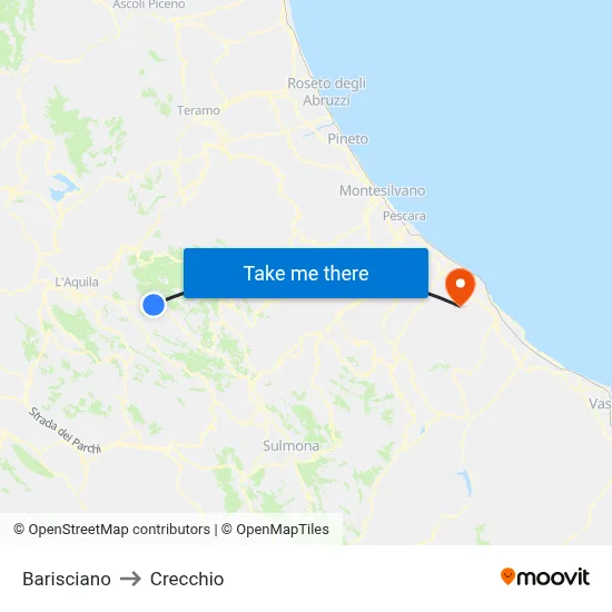 Barisciano to Crecchio map