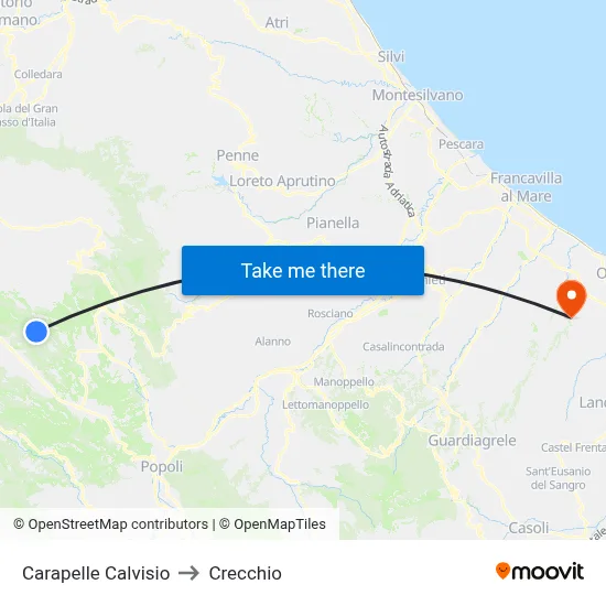 Carapelle Calvisio to Crecchio map