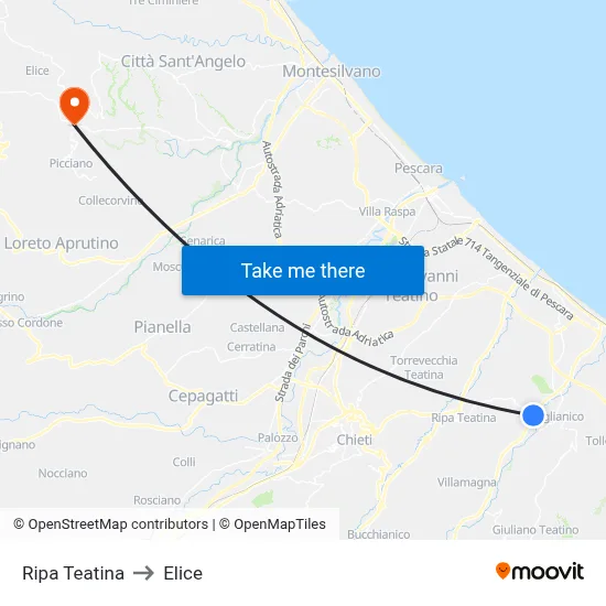 Ripa Teatina to Elice map