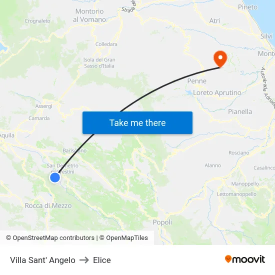 Villa Sant'Angelo to Elice map