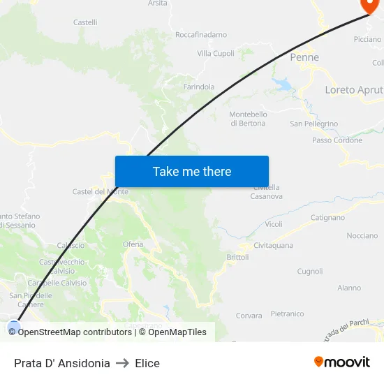 Prata D' Ansidonia to Elice map