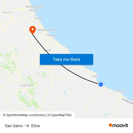 San Salvo to Elice map