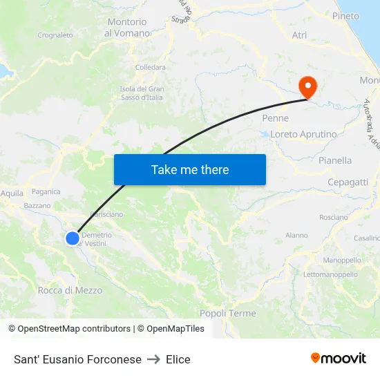 Sant'Eusanio Forconese to Elice map