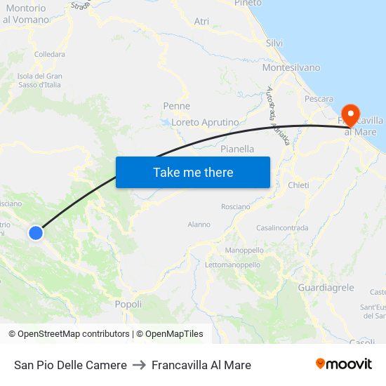 San Pio Delle Camere to Francavilla Al Mare map