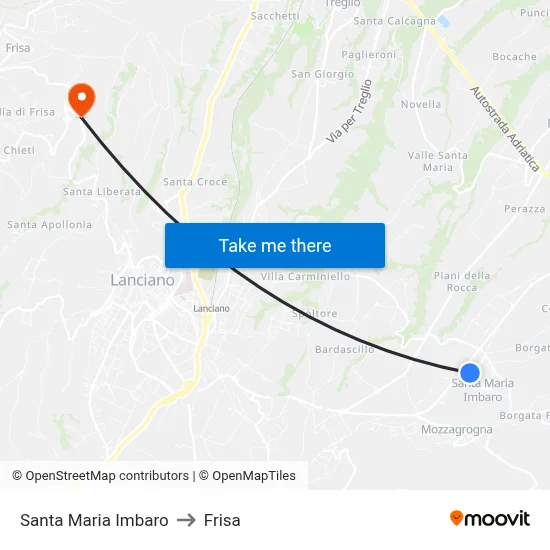 Santa Maria Imbaro to Frisa map