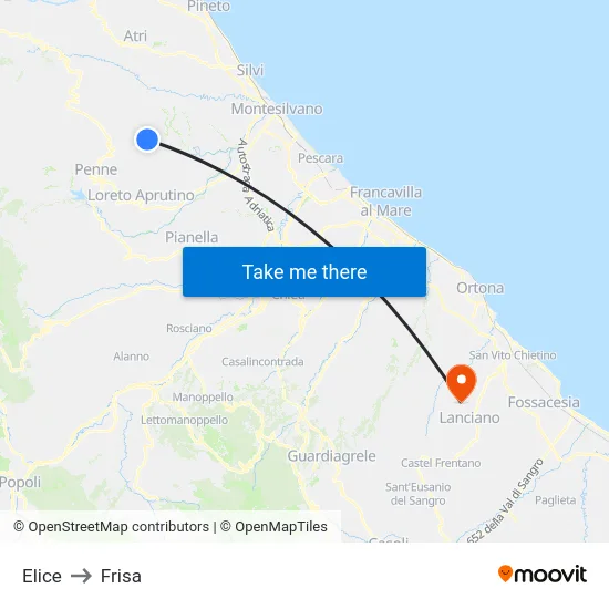 Elice to Frisa map