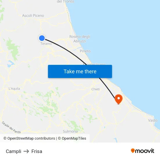 Campli to Frisa map