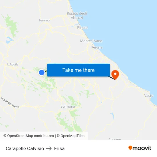 Carapelle Calvisio to Frisa map