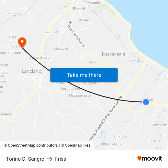 Torino Di Sangro to Frisa map
