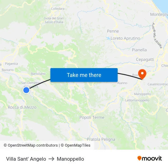 Villa Sant'Angelo to Manoppello map