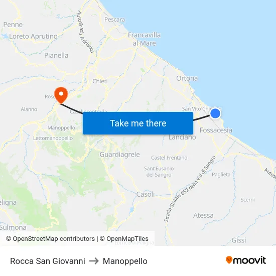 Rocca San Giovanni to Manoppello map