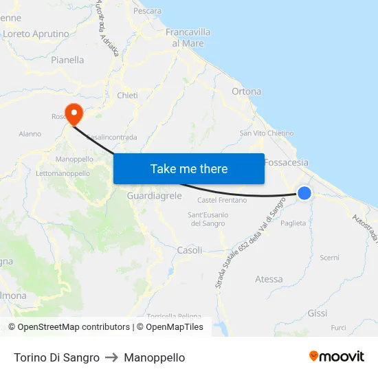 Torino Di Sangro to Manoppello map