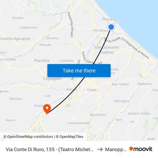 Via Conte Di Ruvo, 135 - (Teatro Michetti - Ovest) to Manoppello map