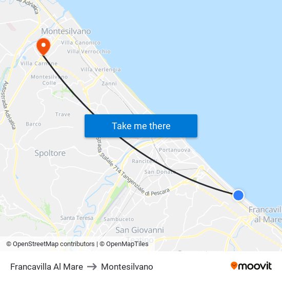 Francavilla Al Mare to Montesilvano map