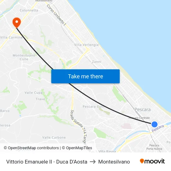 Vittorio Emanuele II - Duca D'Aosta to Montesilvano map