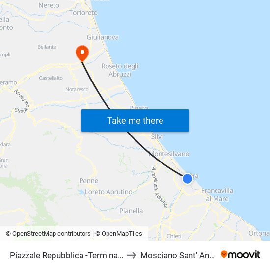 Piazzale Repubblica -Terminal Bus to Mosciano Sant' Angelo map