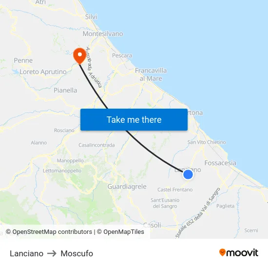 Lanciano to Moscufo map