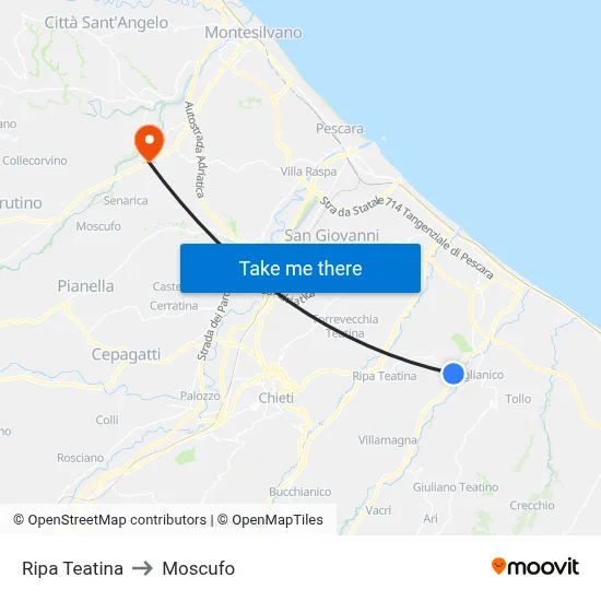 Ripa Teatina to Moscufo map