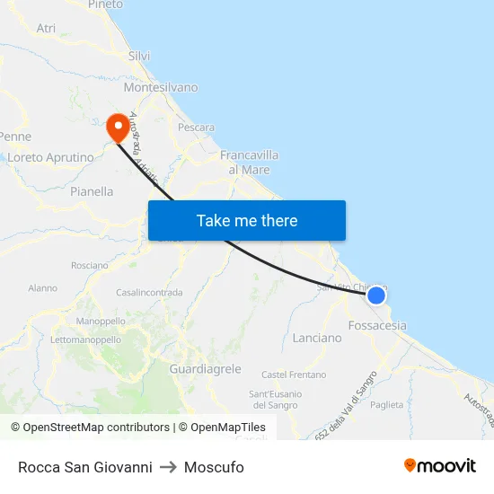 Rocca San Giovanni to Moscufo map