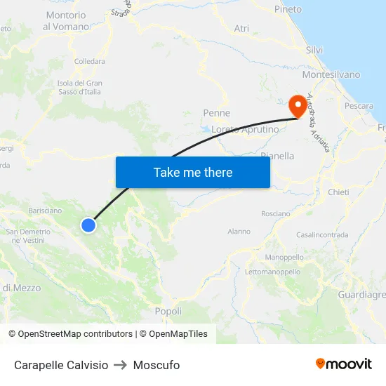 Carapelle Calvisio to Moscufo map