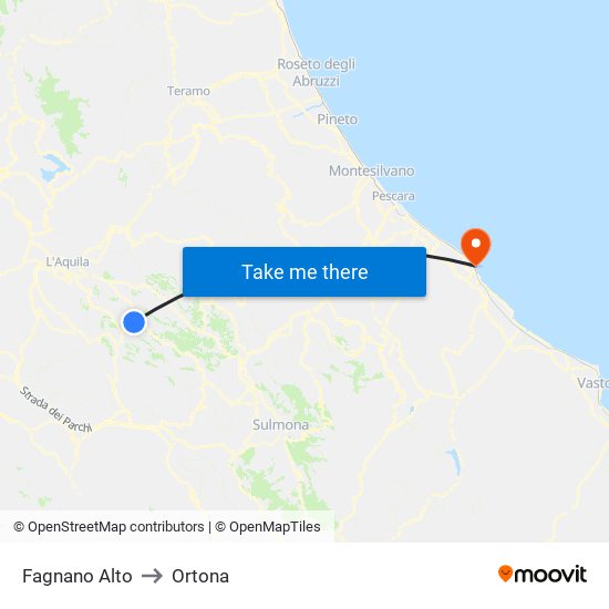 Fagnano Alto to Ortona map