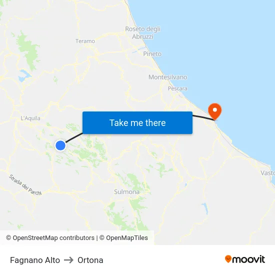 Fagnano Alto to Ortona map