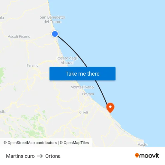 Martinsicuro to Ortona map