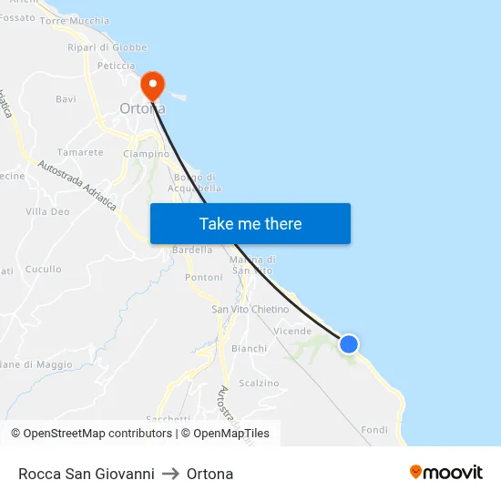 Rocca San Giovanni to Ortona map