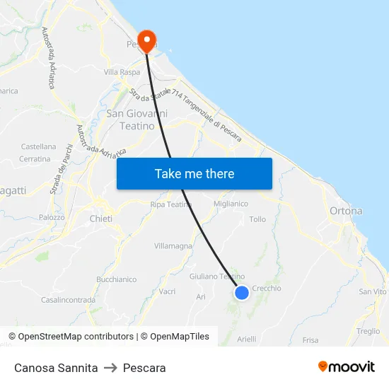 Canosa Sannita to Pescara map