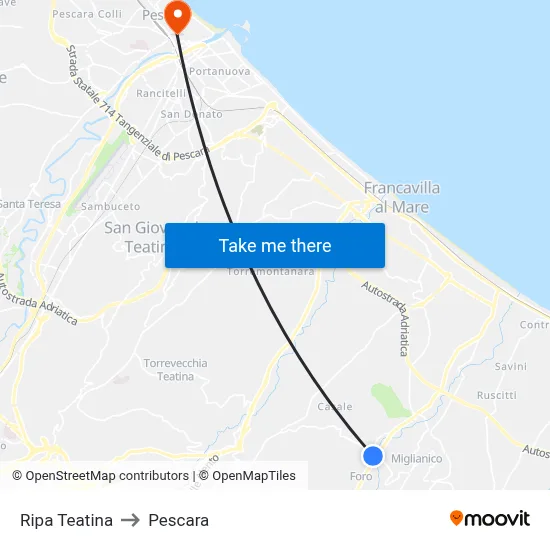 Ripa Teatina to Pescara map