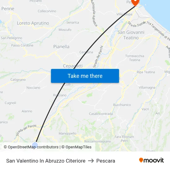 San Valentino in Abruzzo Citeriore to Pescara map