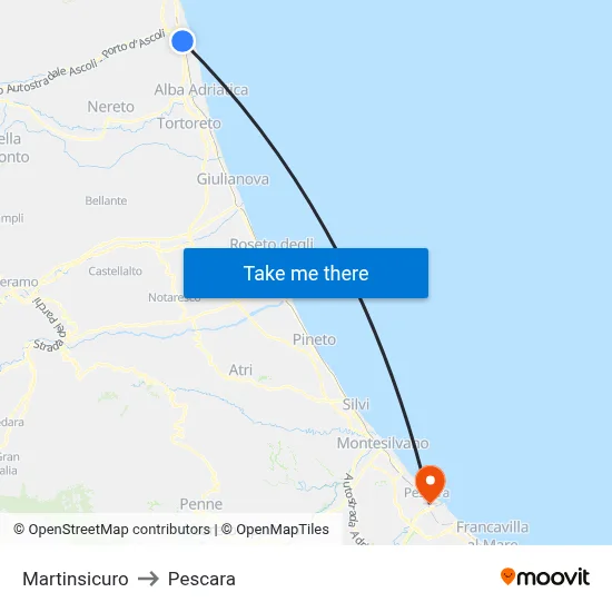 Martinsicuro to Pescara map