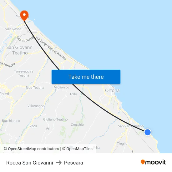 Rocca San Giovanni to Pescara map