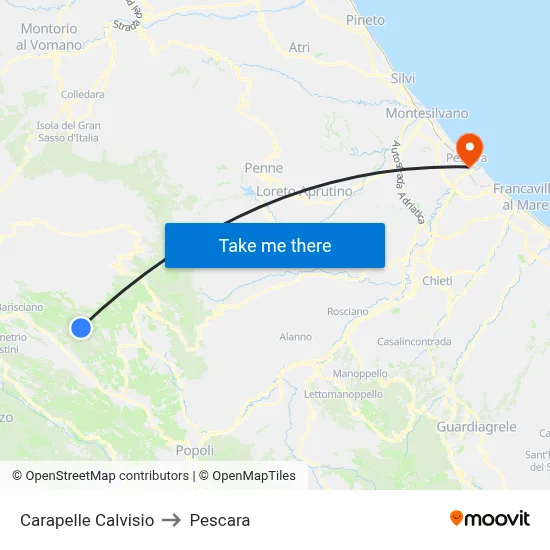 Carapelle Calvisio to Pescara map