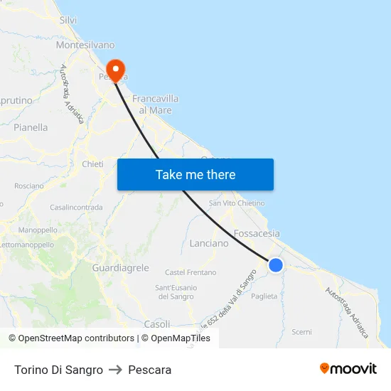 Torino Di Sangro to Pescara map