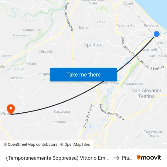 (Temporaneamente Soppressa) Vittorio Emanuele II - Duca D'Aosta to Pianella map