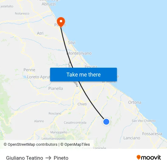 Giuliano Teatino to Pineto map