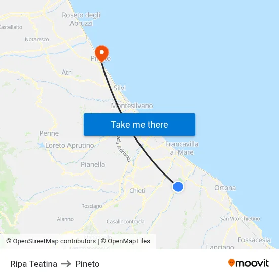 Ripa Teatina to Pineto map